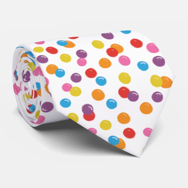 Colourful Retro Gumball Bubble Gum Pattern Tie (Rolled)