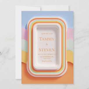 Colourful Retro Gummy Candy 3D Frame Wedding Invitation