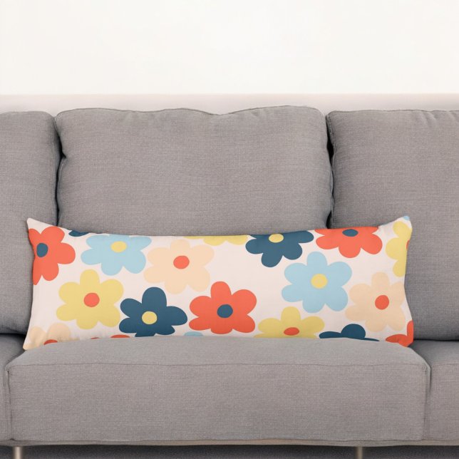 Colourful Retro Hippie Flower Pattern Body Pillow (Creator Uploaded)