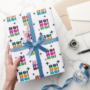 Colourful Retro HO HO HO Christmas sparkle Wrapping Paper