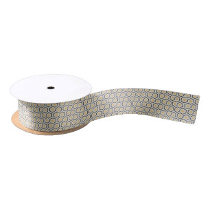Colourful Retro Honeycomb Grid Pattern Satin Ribbon