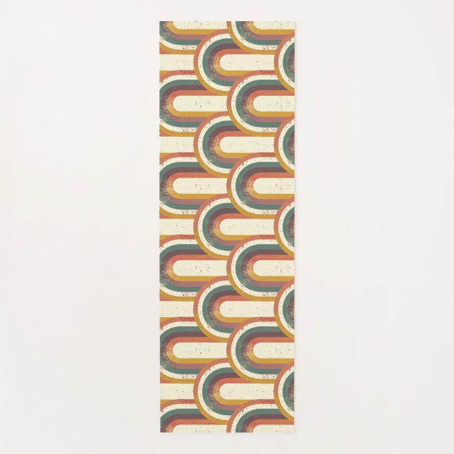 Colourful Retro-Inspired Rainbow Pattern Yoga Mat (Front)