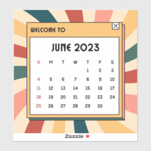 Colourful Retro June 2023 Calendar