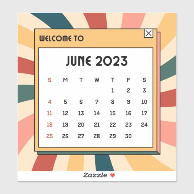 Colourful Retro June 2023 Calendar (Sheet)