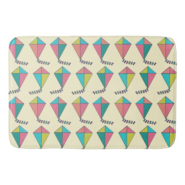 Colourful Retro Kite Pattern Bath Mat (Front)