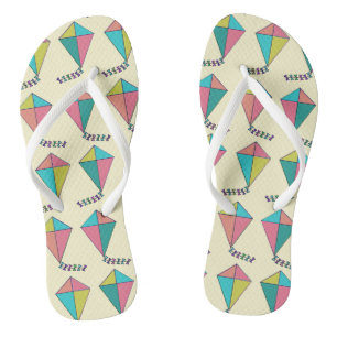Colourful Retro Kite Pattern Flip Flops
