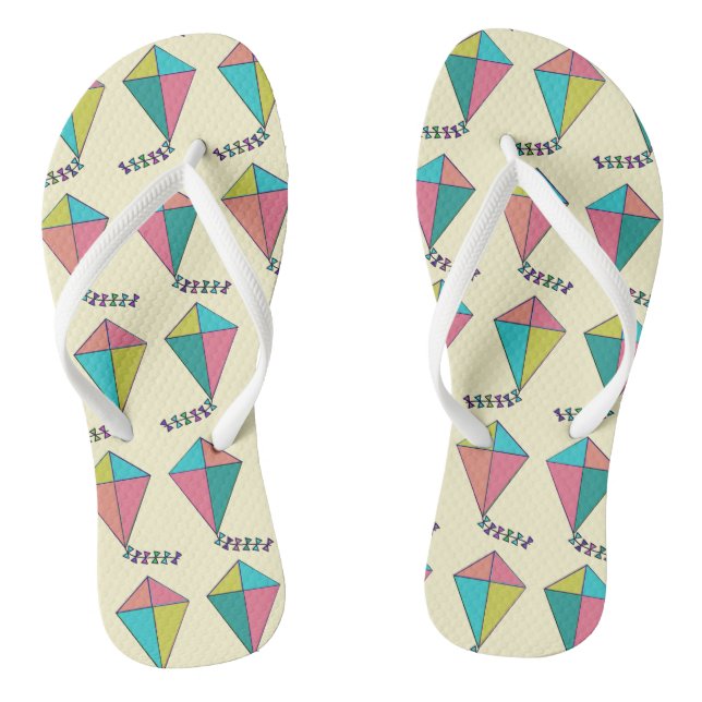 Colourful Retro Kite Pattern Flip Flops (Footbed)