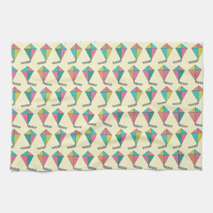 Colourful Retro Kite Pattern Kitchen Towel