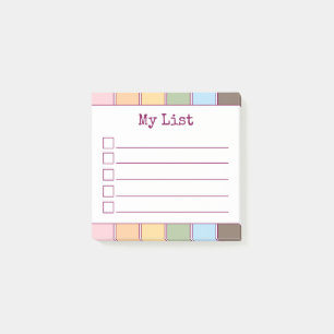 Colourful Retro Lined Checklist Post-it Notes