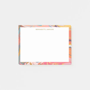 Colourful Retro Marble Swirl Personalized Name Post-it Notes
