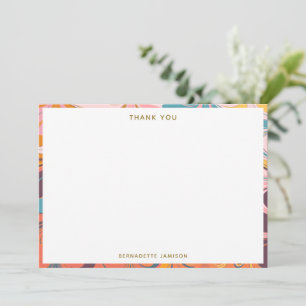Colourful Retro Marble Swirl Personalized Name Thank You Card