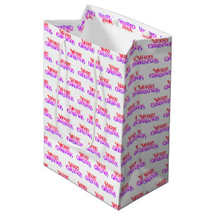 Colourful Retro Merry Christmas Pattern Gift Bag