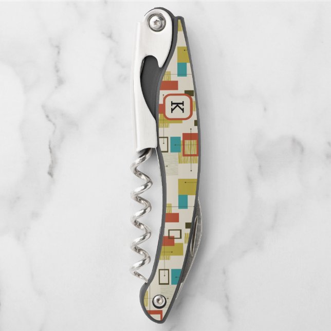 Colourful Retro Mid-Century Geometric Pattern Corkscrew (Front)