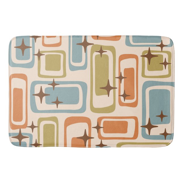 Colourful Retro Mid Century Modern Atomic Abstract Bath Mat (Front)
