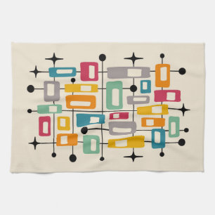 Colourful Retro Mid Century Modern Atomic Abstract Kitchen Towel