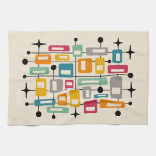 Colourful Retro Mid Century Modern Atomic Abstract Kitchen Towel