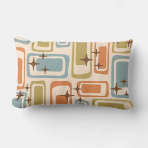 Colourful Retro Mid Century Modern Atomic Abstract Lumbar Pillow
