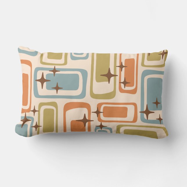 Colourful Retro Mid Century Modern Atomic Abstract Lumbar Pillow (Front)