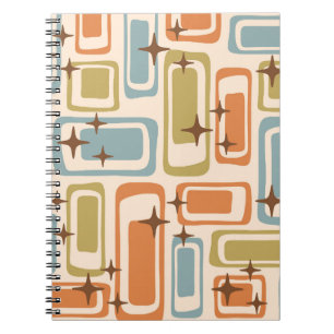 Colourful Retro Mid Century Modern Atomic Abstract Notebook