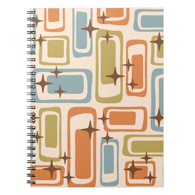 Colourful Retro Mid Century Modern Atomic Abstract Notebook (Front)