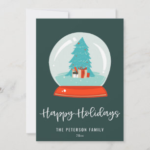 Colourful Retro Mid-century Modern Snow Globe Holiday Card