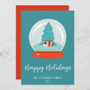 Colourful Retro Mid-century Modern Snow Globe Holiday Card