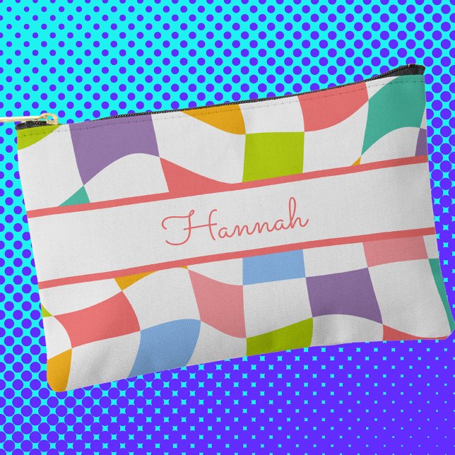 Colourful Retro Modern Chequered Pattern Accessory Pouch (Creator Uploaded)
