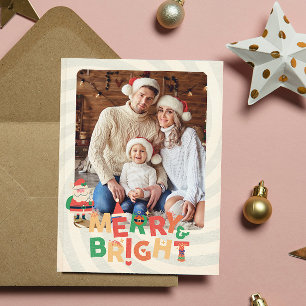 Colourful retro modern Christmas botanical card