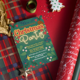 Colourful retro modern Christmas party invitation