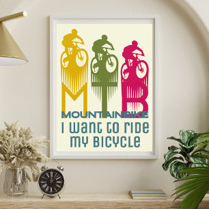 Colourful retro Mountainbike MTB Mountainbiker  Poster