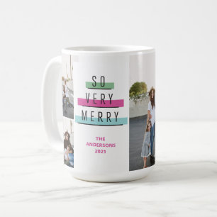 Colourful Retro Multi Photo Holiday Photo Mug