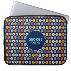Colourful Retro Music Patterns and Customization Laptop Sleeve