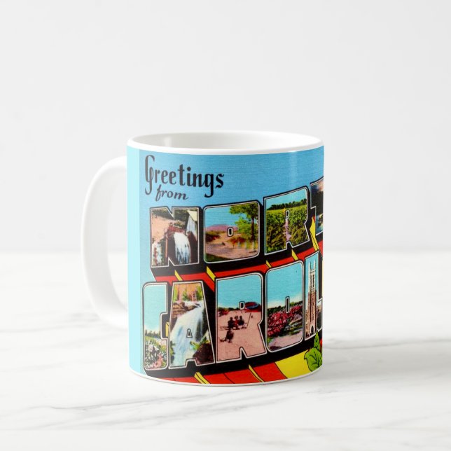 Colourful Retro North Carolina  Coffee Mug (Front Left)