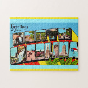 Colourful Retro North Carolina  Jigsaw Puzzle