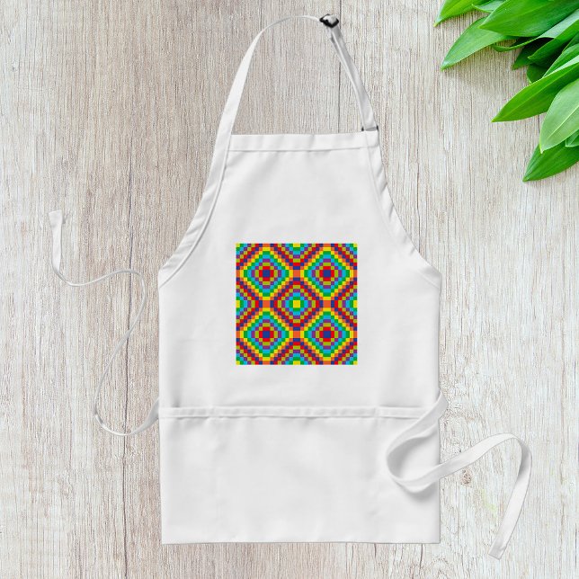 Colourful Retro Optical Illusion Geometric Rainbow Standard Apron (Creator Uploaded)