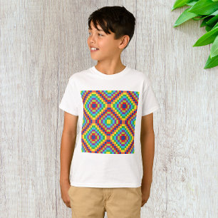 Colourful Retro Optical Illusion Geometric Rainbow T-Shirt