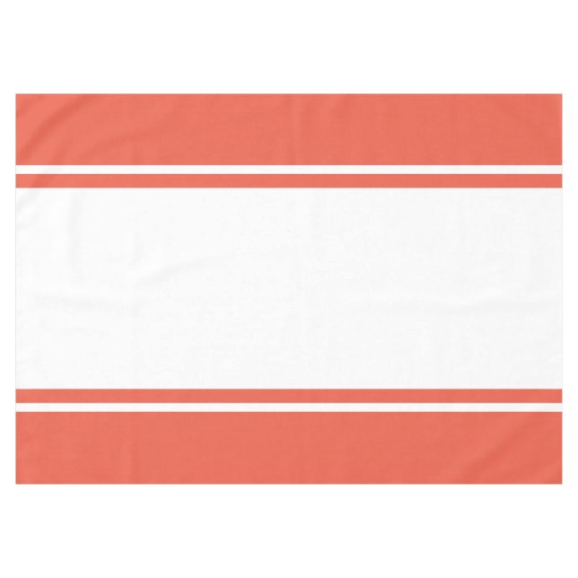 Colourful Retro Orange White Wide Racing Stripe Tablecloth (Front (Horizontal))