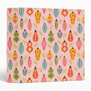 Colourful Retro Ornaments Christmas Pattern Binder