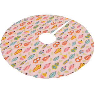 Colourful Retro Ornaments Christmas Pattern Brushed Polyester Tree Skirt