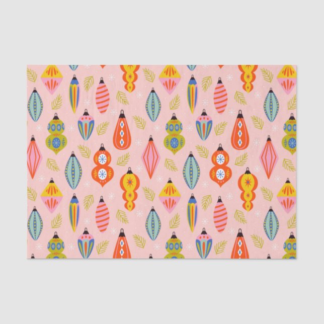 Colourful Retro Ornaments Christmas Pattern Tissue Paper (Front)
