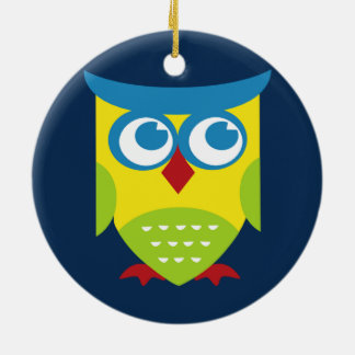 Colourful Retro Owl Ceramic Ornament