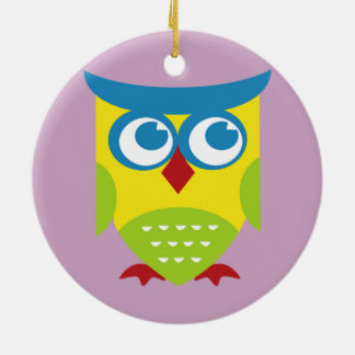 Colourful Retro Owl Ceramic Ornament