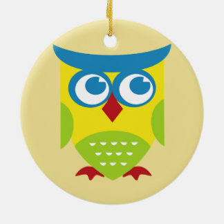 Colourful Retro Owl Ceramic Ornament