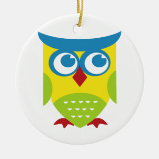 Colourful Retro Owl Ceramic Ornament