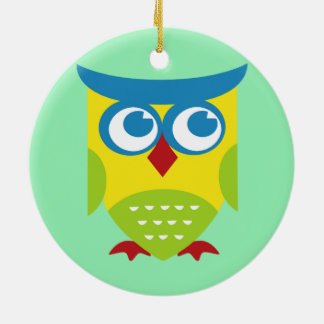 Colourful Retro Owl Ceramic Ornament