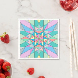 Colourful retro Pastel Mosaic Triangle Star Patter Napkin