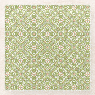 Colourful retro pattern background 2 glass coaster