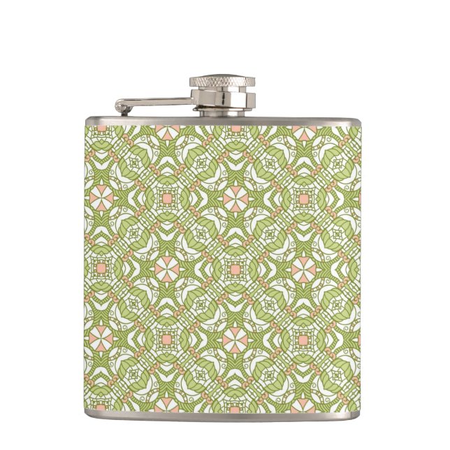 Colourful retro pattern background 2 hip flask (Front)