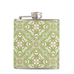 Colourful retro pattern background 2 hip flask