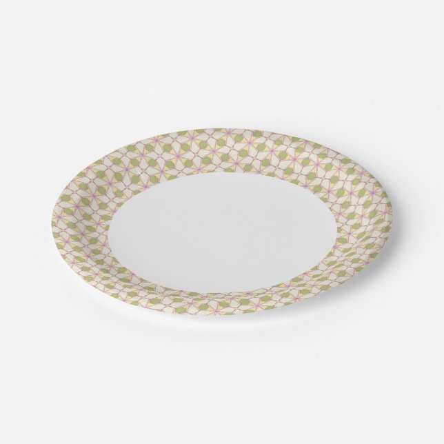 Colourful retro pattern background 3 paper plate (Angled)